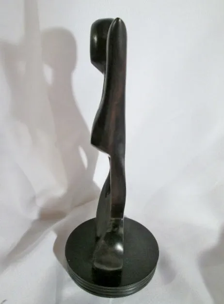 Handmade Carved Wood AFRICAN ART SCULPTURE Statue WOMAN FEMALE GODDESS EBONY Figural TRIBAL