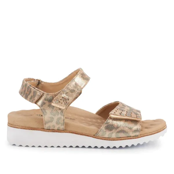 Heather Sandal: Metallic Leopard Fabric I Walking Cradle