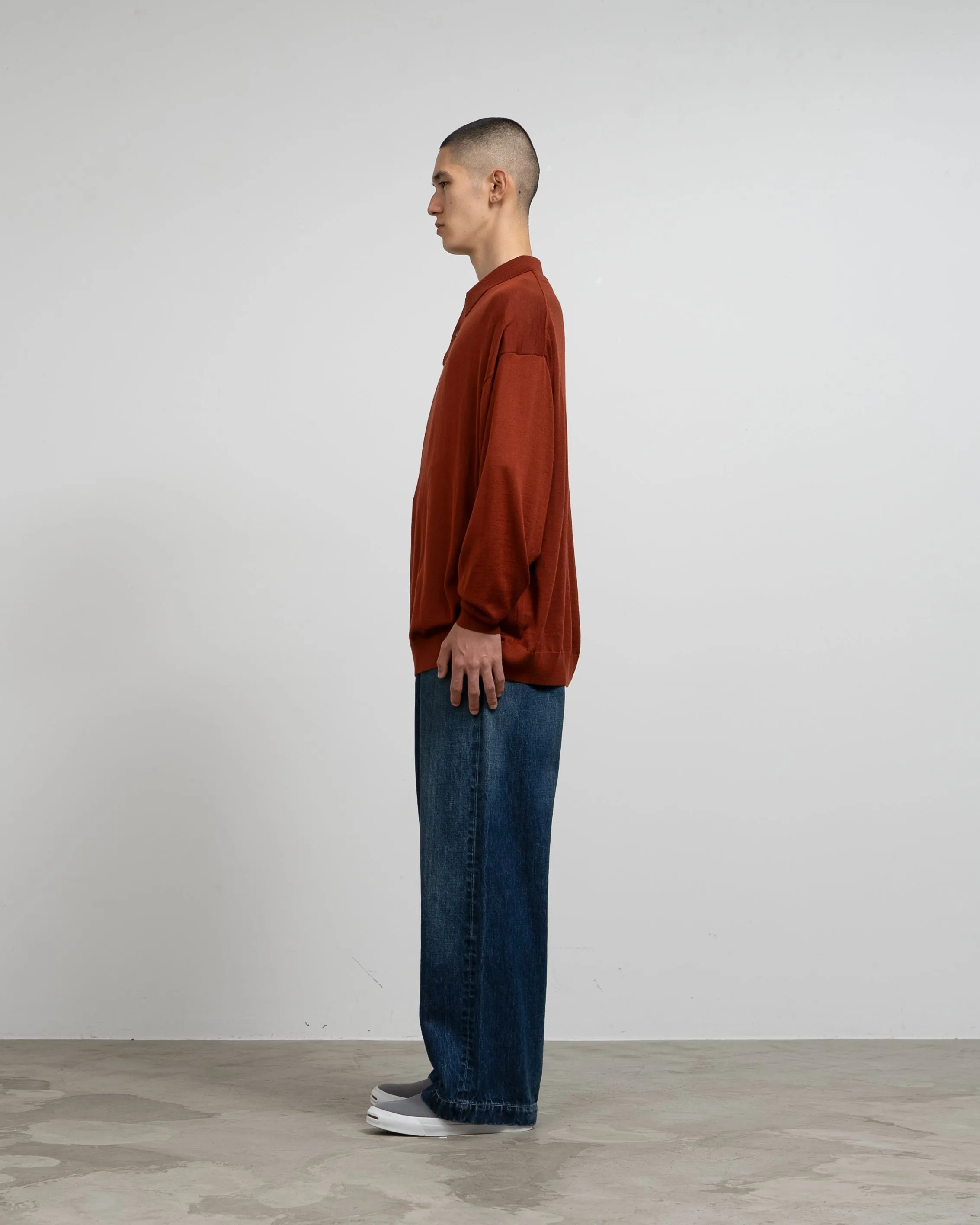 High Gauge  Knit Oversized L/S Polo