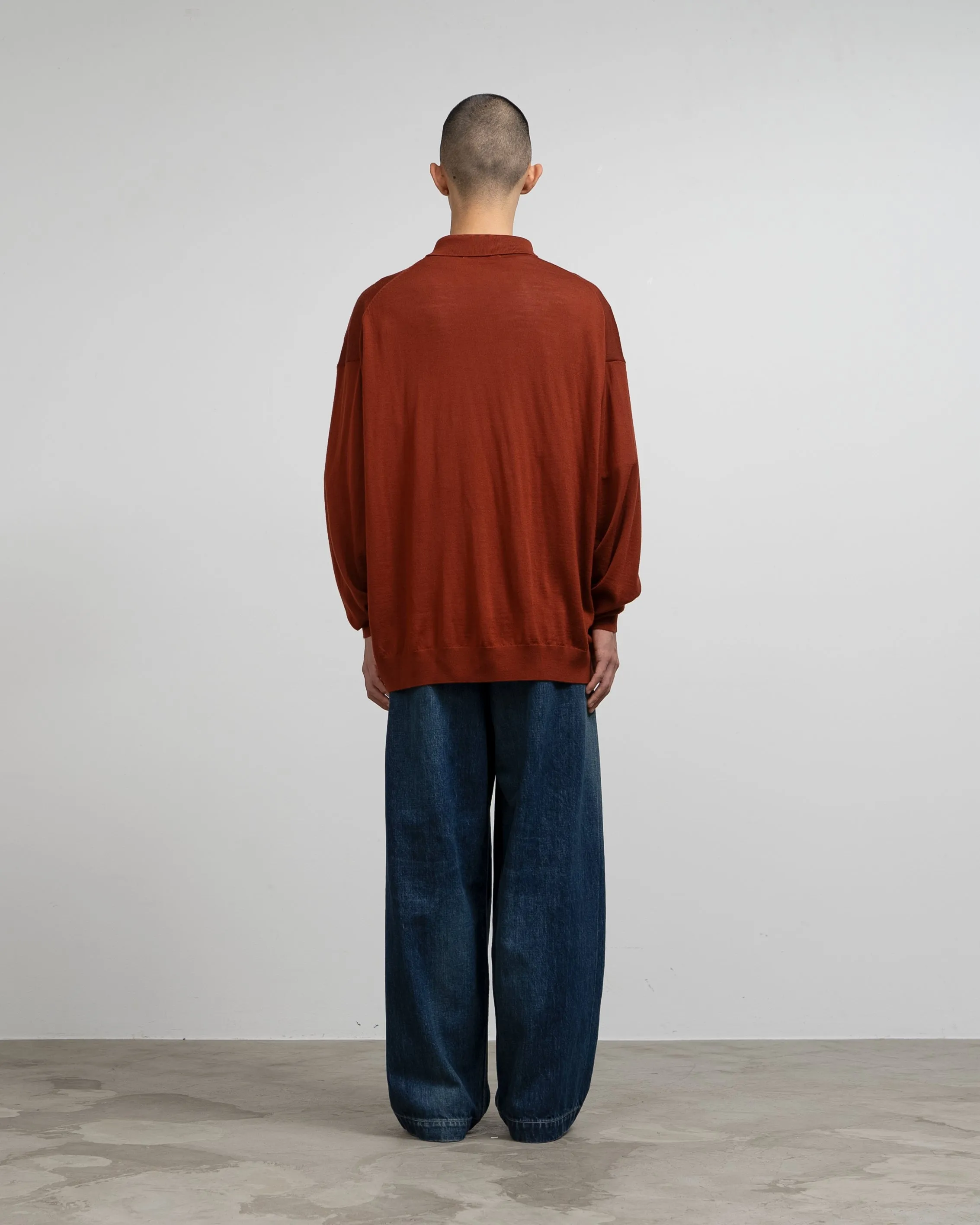 High Gauge  Knit Oversized L/S Polo
