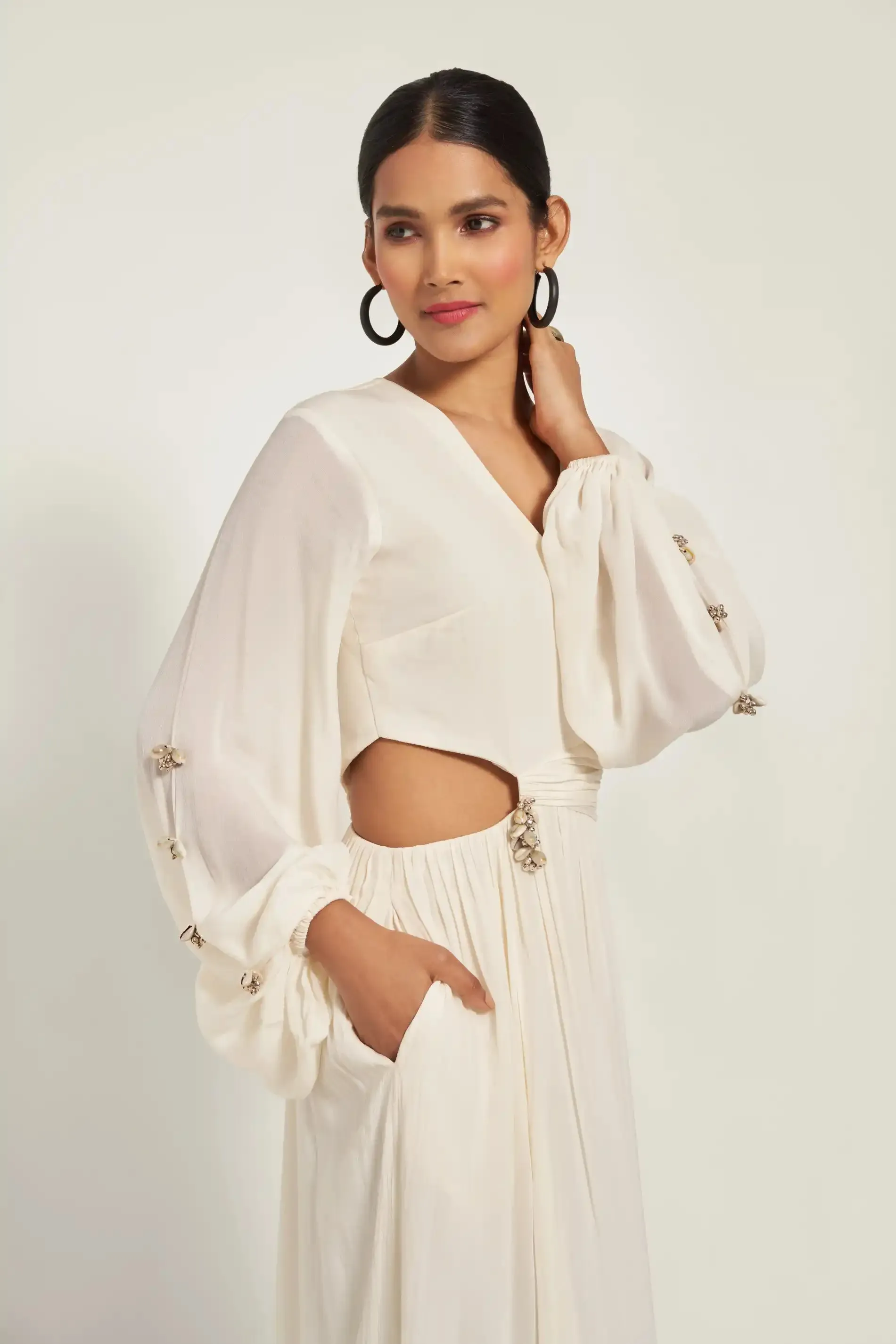 Ivory Cut-Out Maxi Dress