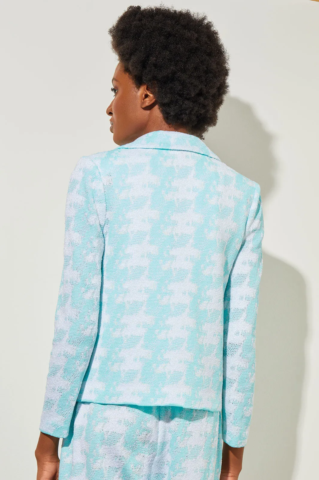 Lapel Collar Jacket - Houndstooth Knit
