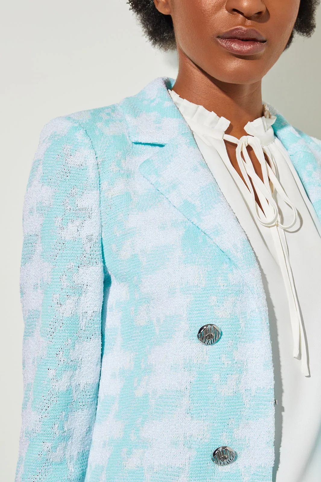 Lapel Collar Jacket - Houndstooth Knit