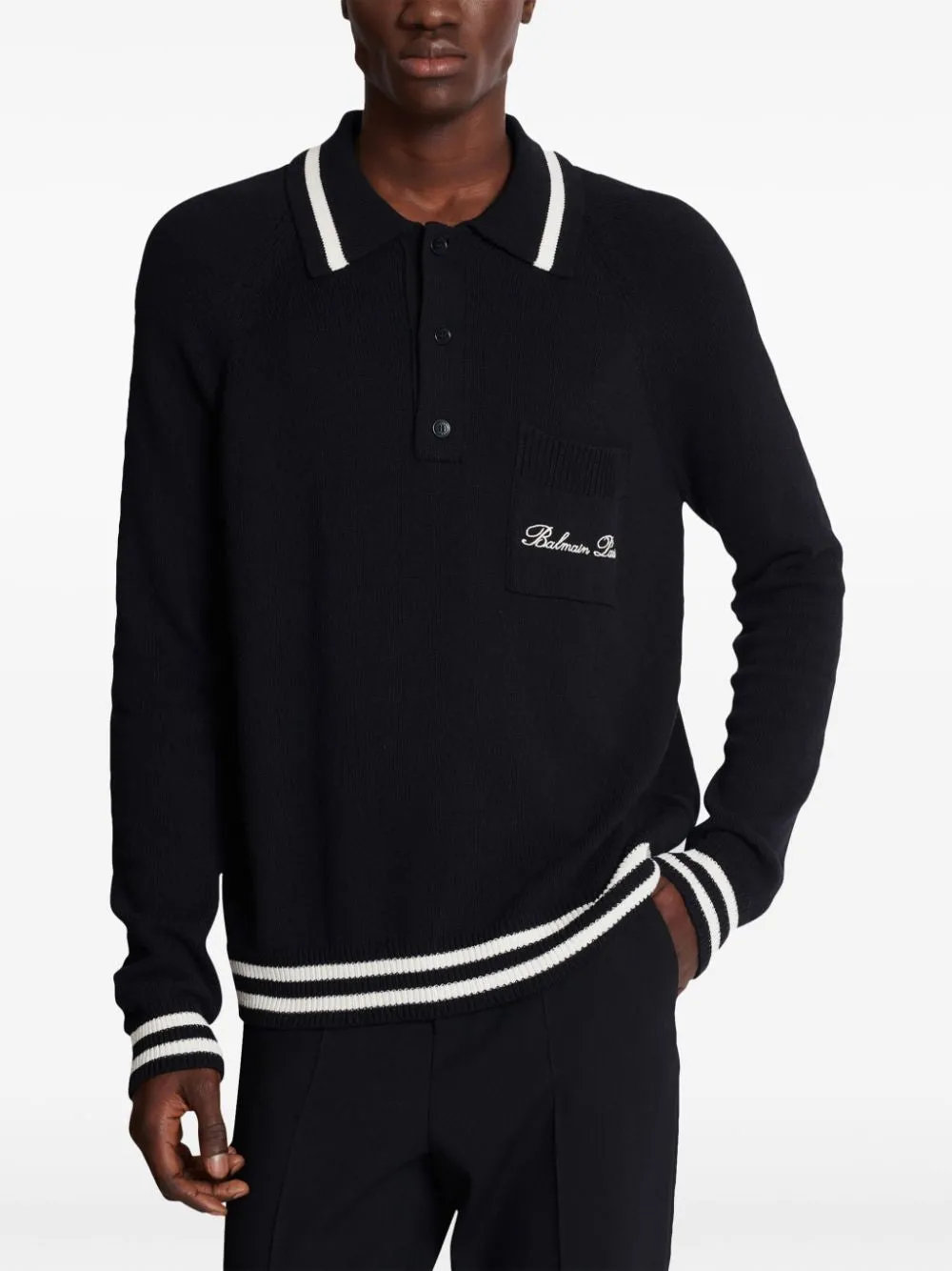 LS BALMAIN SIGNATURE WOOL POLO