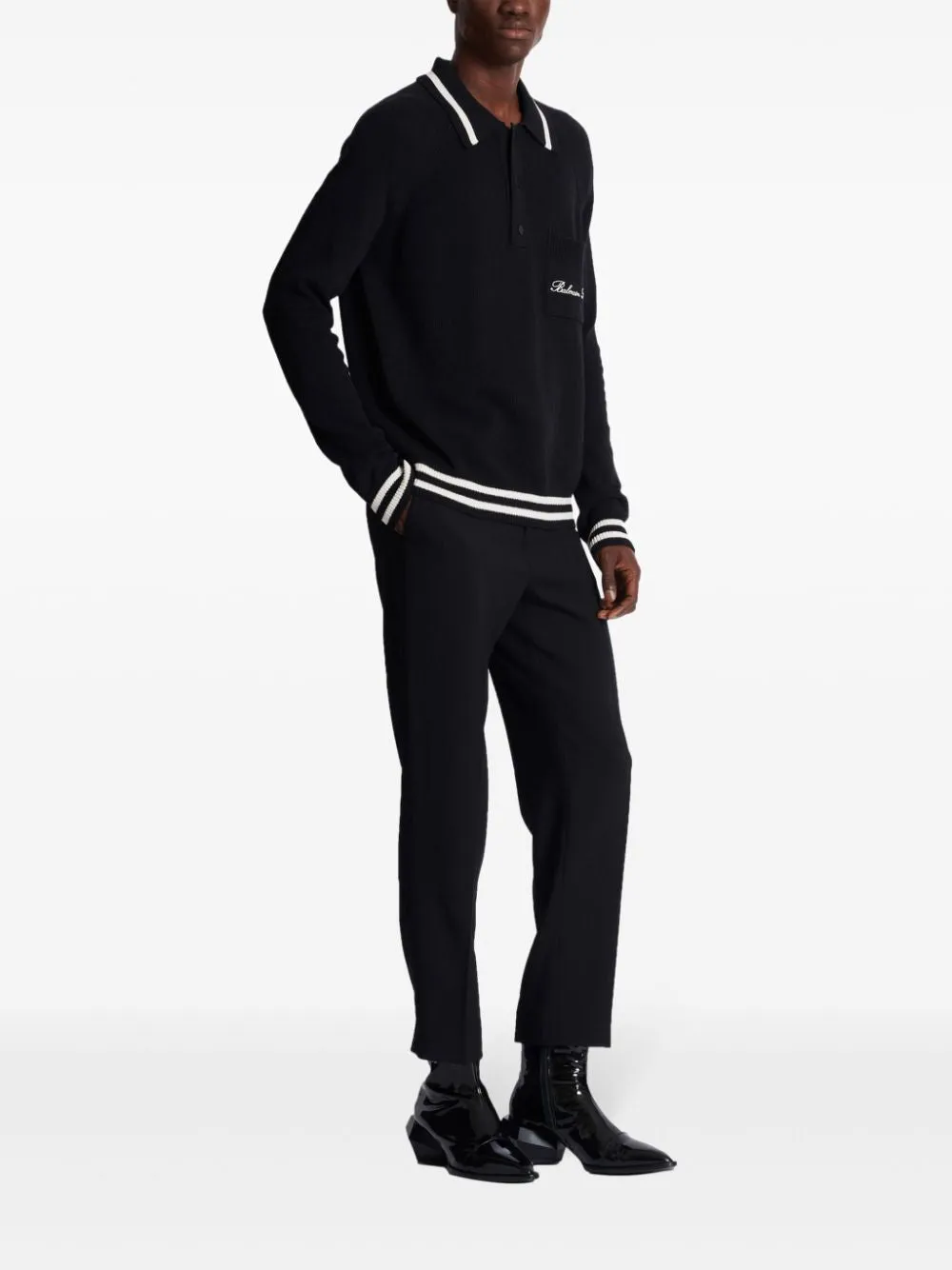 LS BALMAIN SIGNATURE WOOL POLO