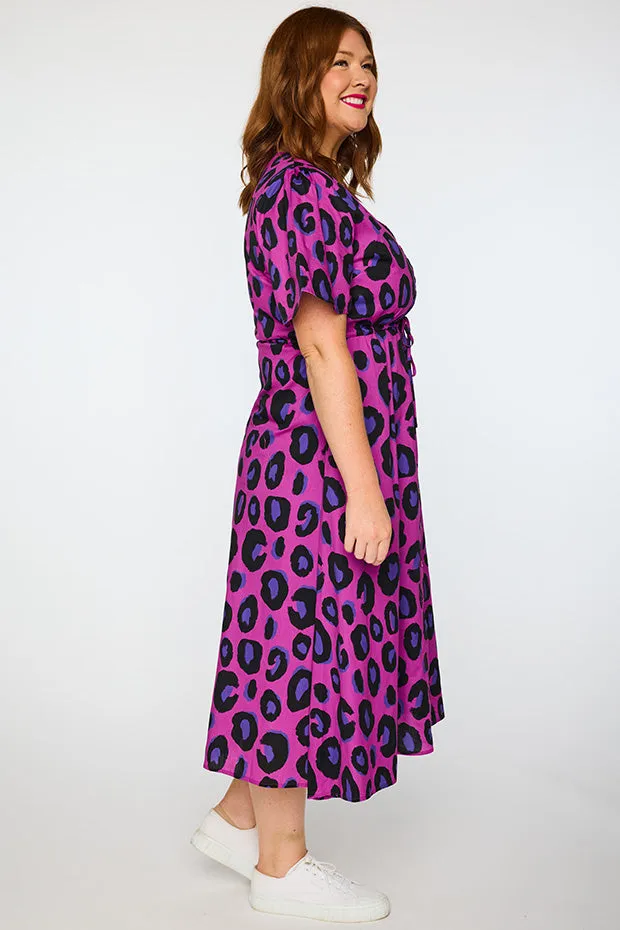 Marley Cotton Purple Leopard Dress
