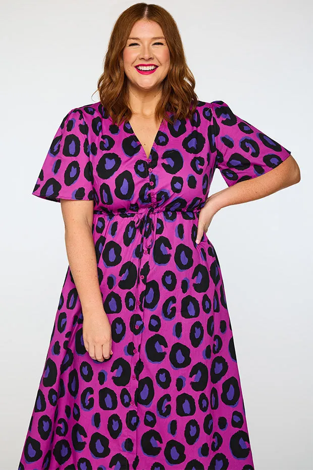 Marley Cotton Purple Leopard Dress