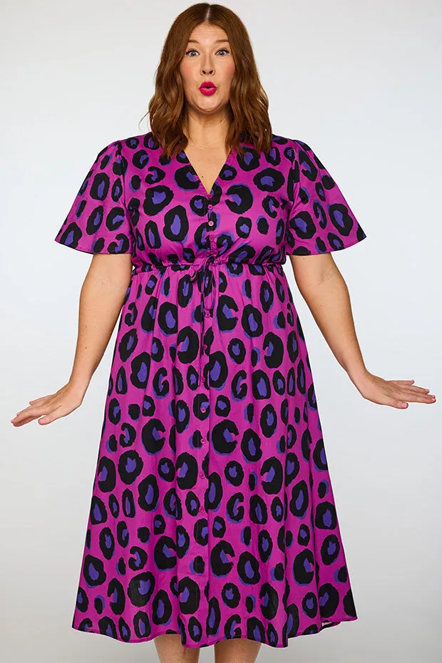 Marley Cotton Purple Leopard Dress