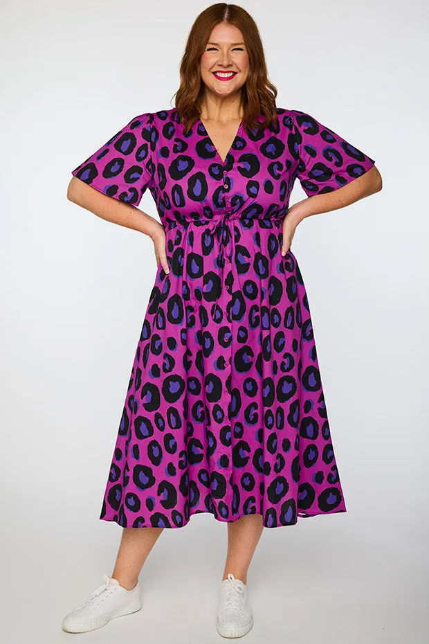 Marley Cotton Purple Leopard Dress