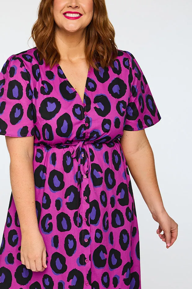 Marley Cotton Purple Leopard Dress