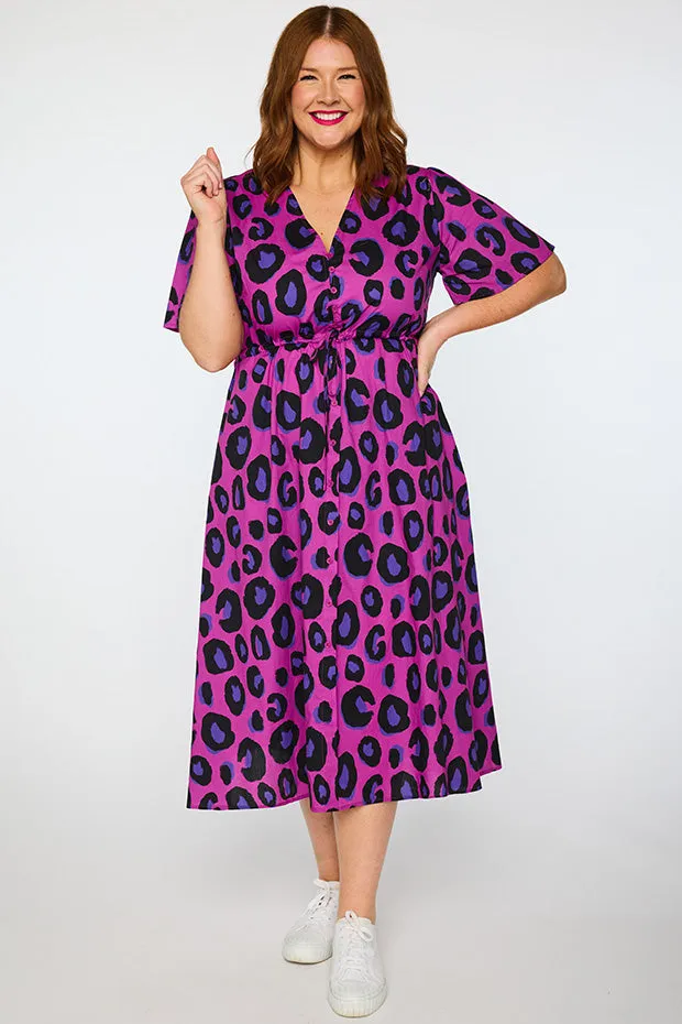 Marley Cotton Purple Leopard Dress