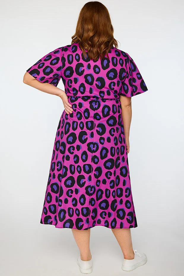 Marley Cotton Purple Leopard Dress