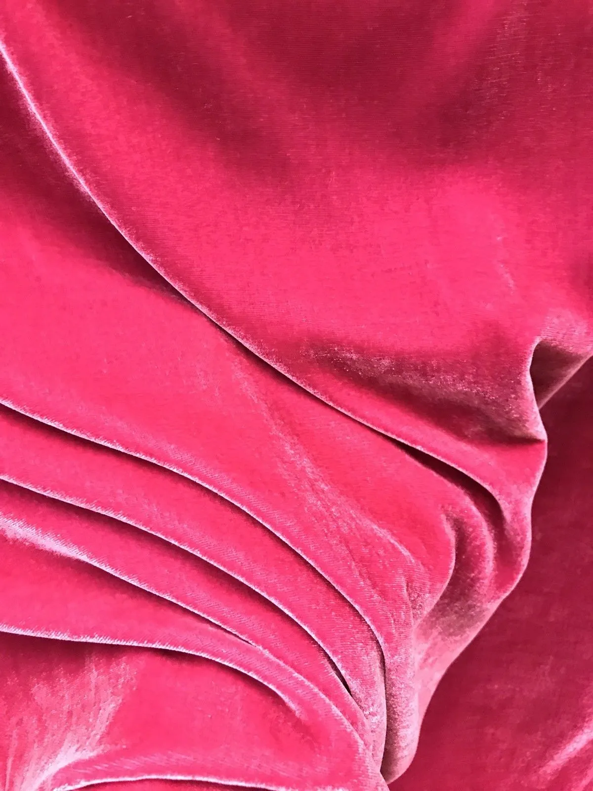 Miss Bonnie Designer Silk Rayon Velvet Fabric- Fuchsia Pink- Dress Weight- Sold By The Yard