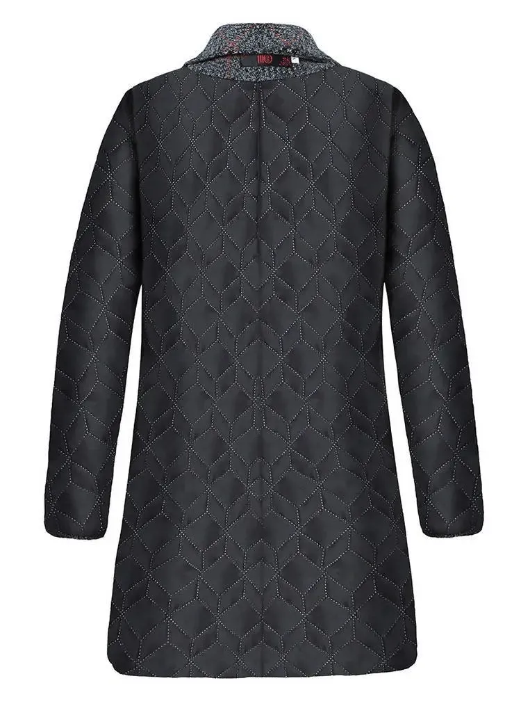 Mother's Clothing Plaid Woolen Jacket – 5XL Autumn/Winter Thicken Slim Mid-Length Coat, Korean Style Casual Women's Wool Outerwear