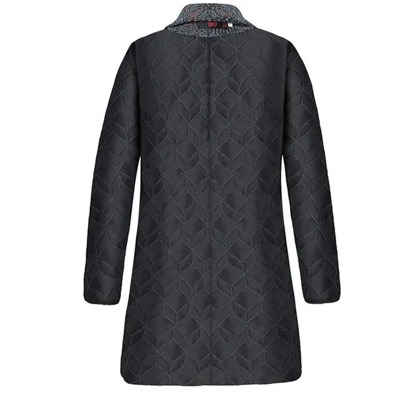 Mother's Clothing Plaid Woolen Jacket – 5XL Autumn/Winter Thicken Slim Mid-Length Coat, Korean Style Casual Women's Wool Outerwear