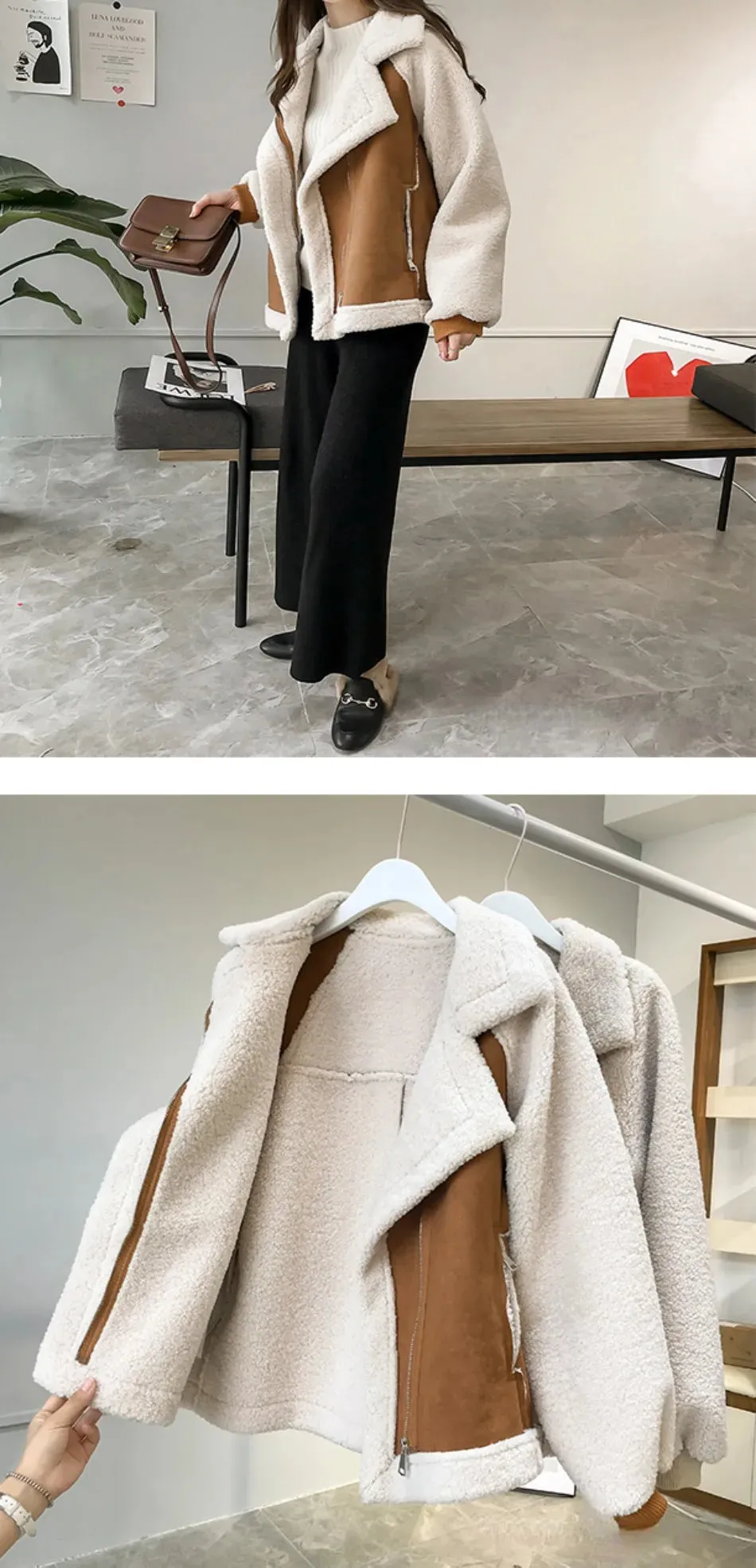 New Autumn/Winter 2023 Women’s Jackets – Vintage Polo Neck Velvet Coat, Thicken Loose Fit, Korean Fashion Streetwear