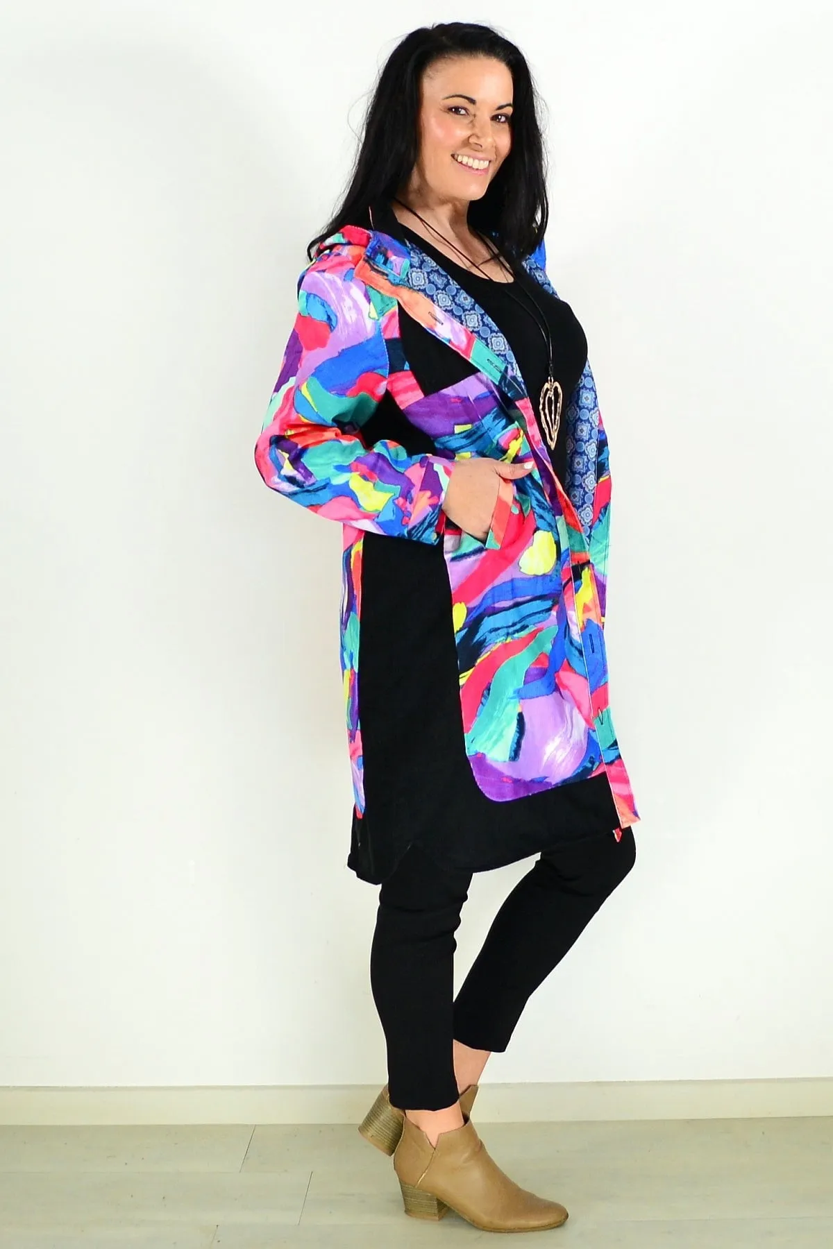 Paint Splashes Long Corduroy Jacket