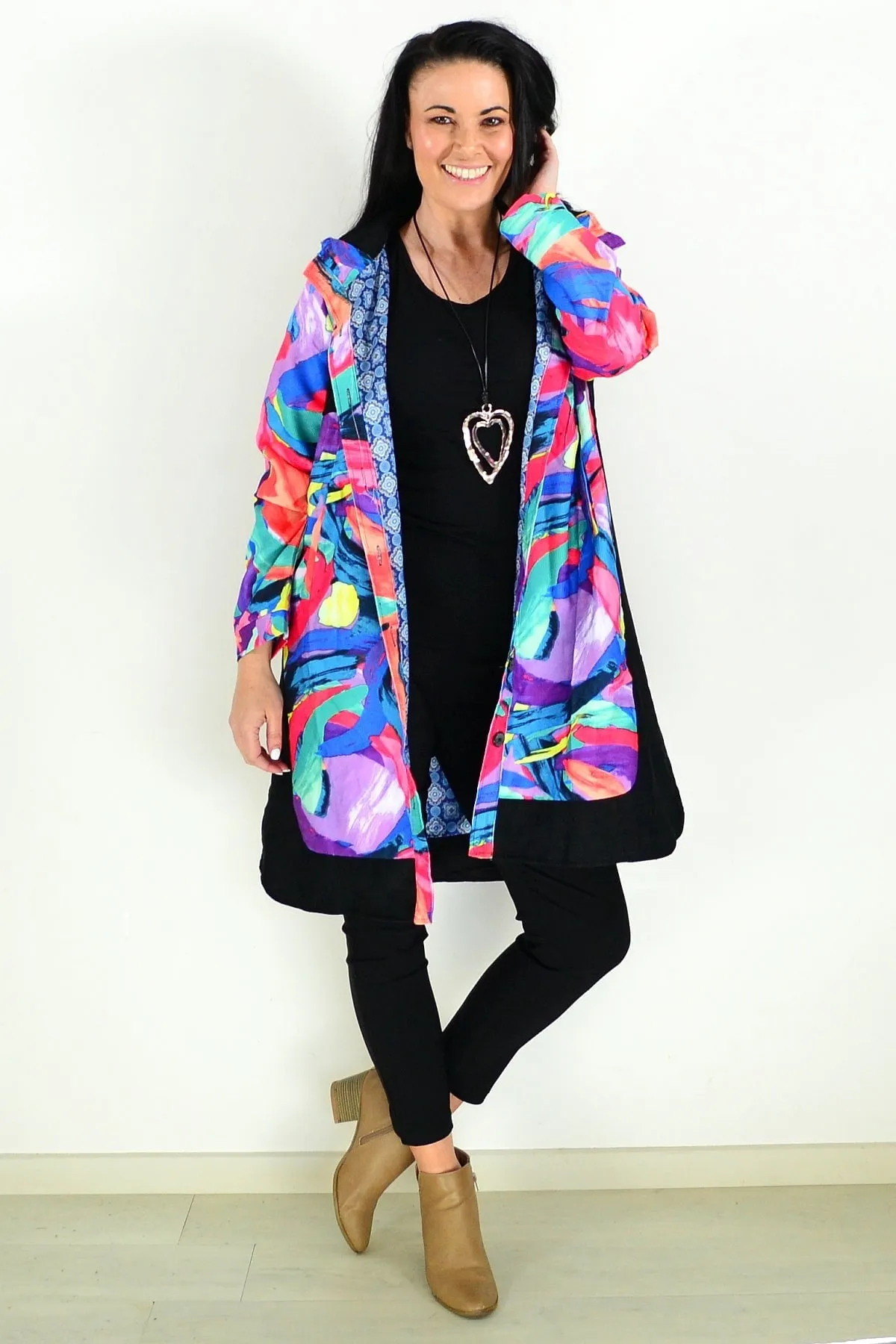 Paint Splashes Long Corduroy Jacket