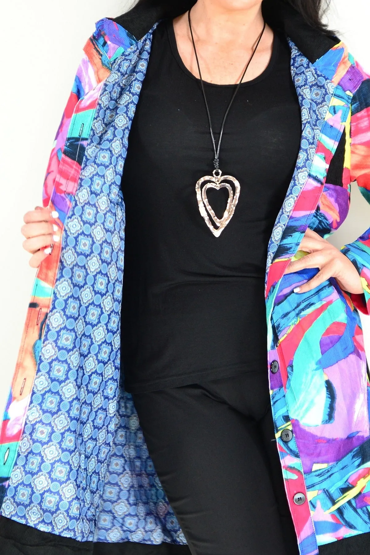 Paint Splashes Long Corduroy Jacket