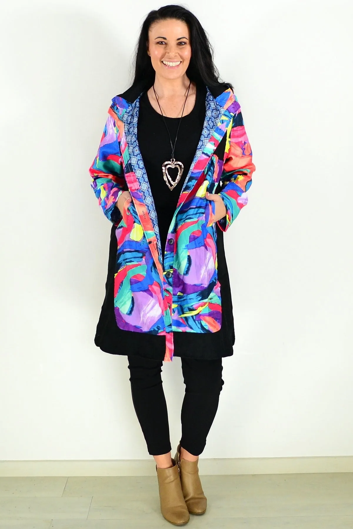 Paint Splashes Long Corduroy Jacket