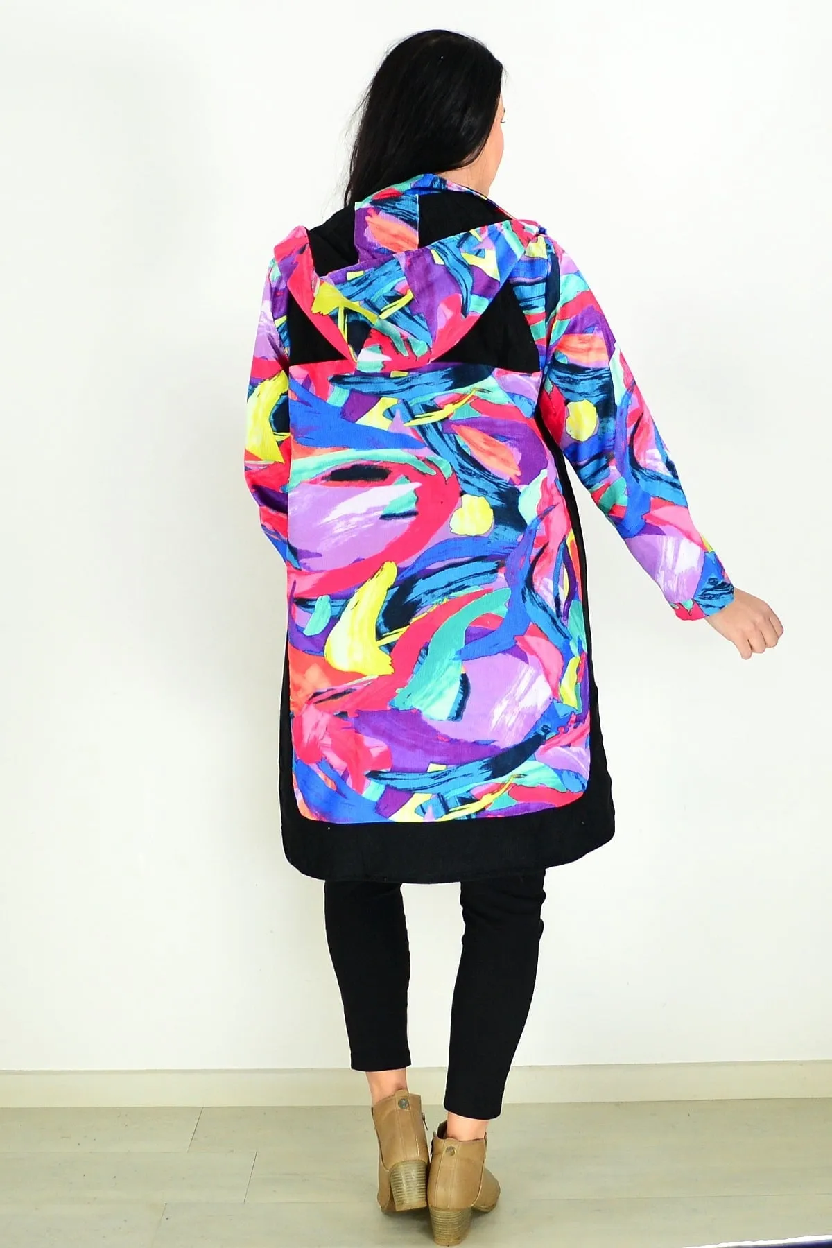 Paint Splashes Long Corduroy Jacket