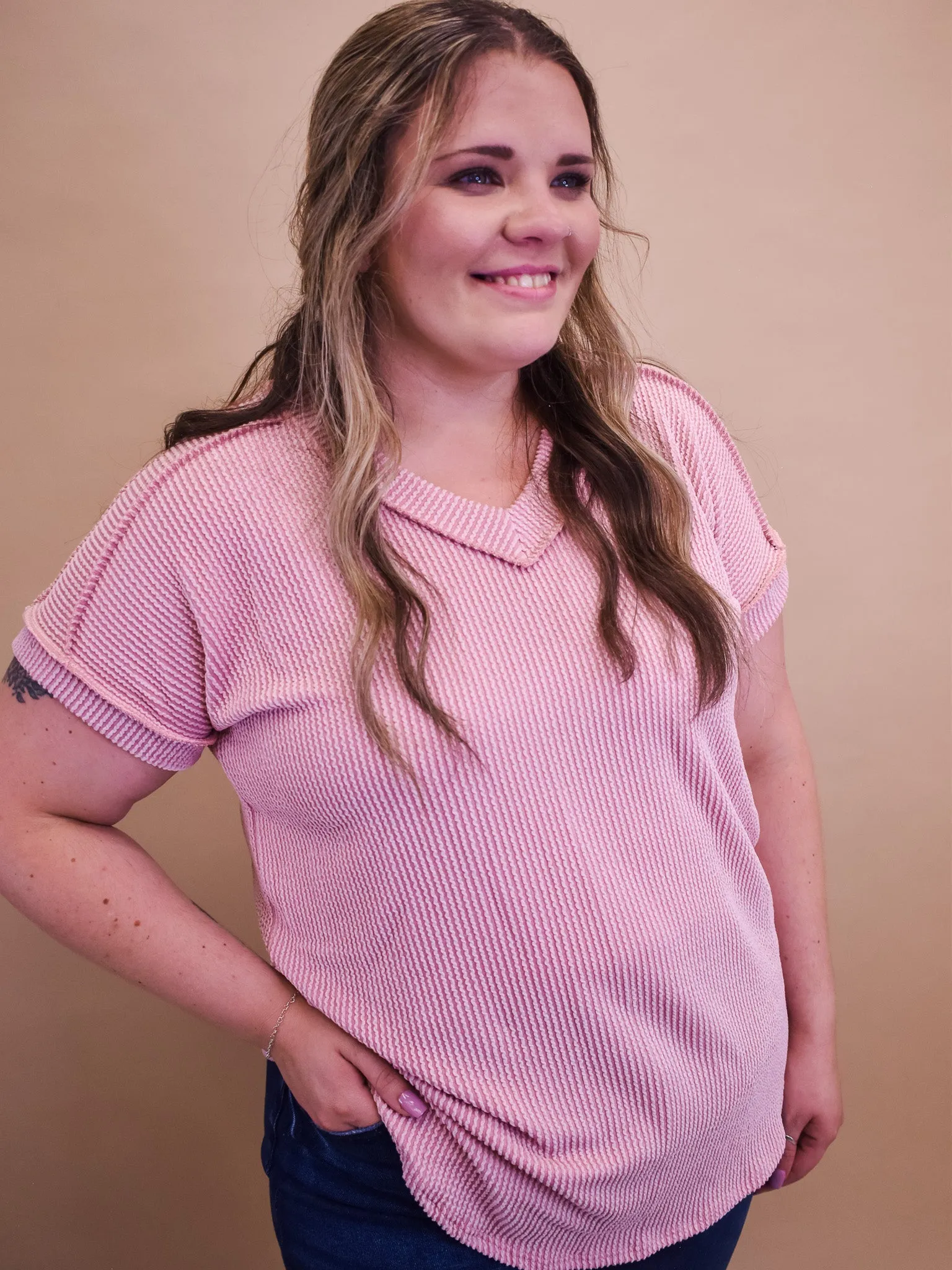 Slow Me Down Solid Ribbed Top
