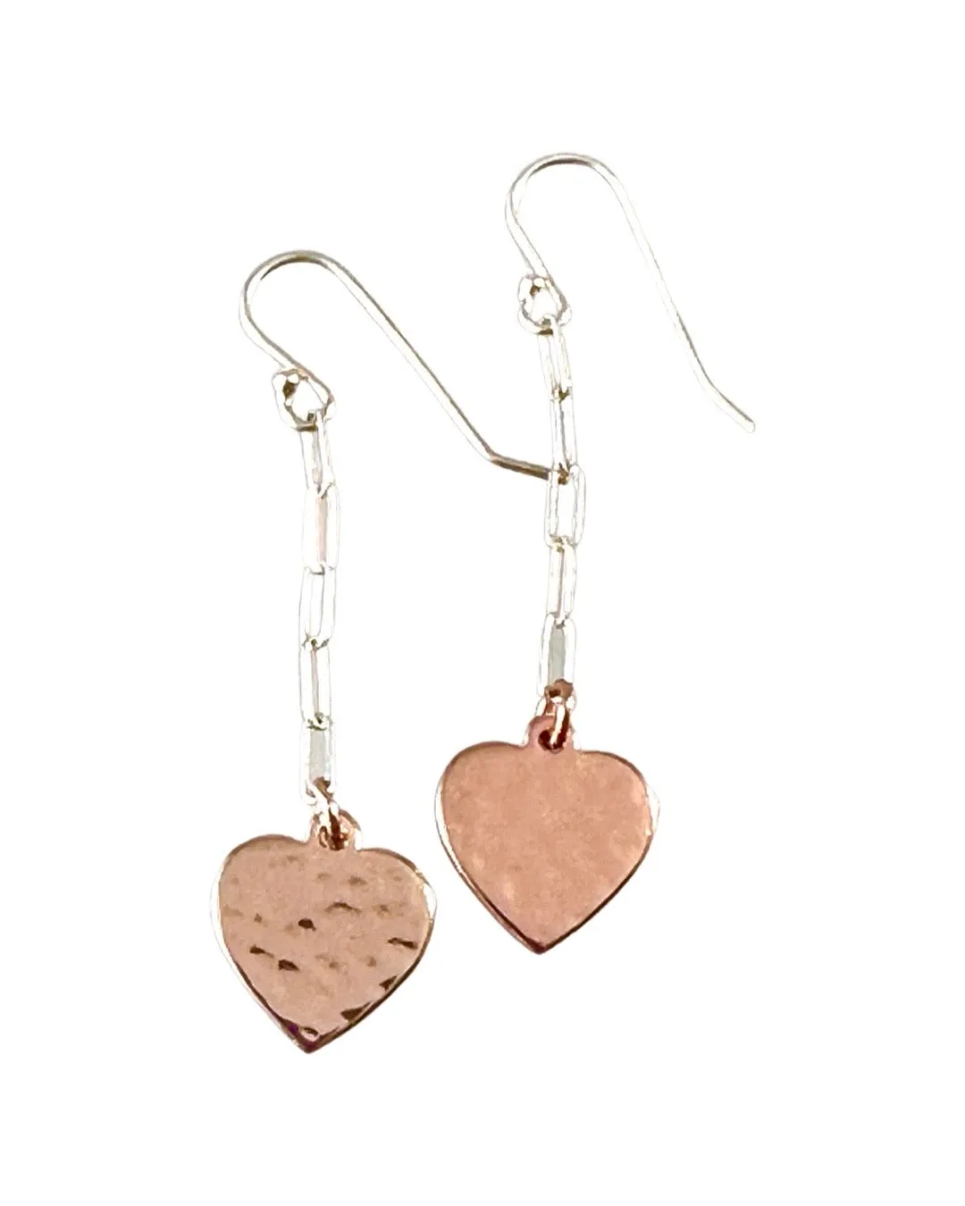 Sterling Hammered Peace and Heart Chain Earrings