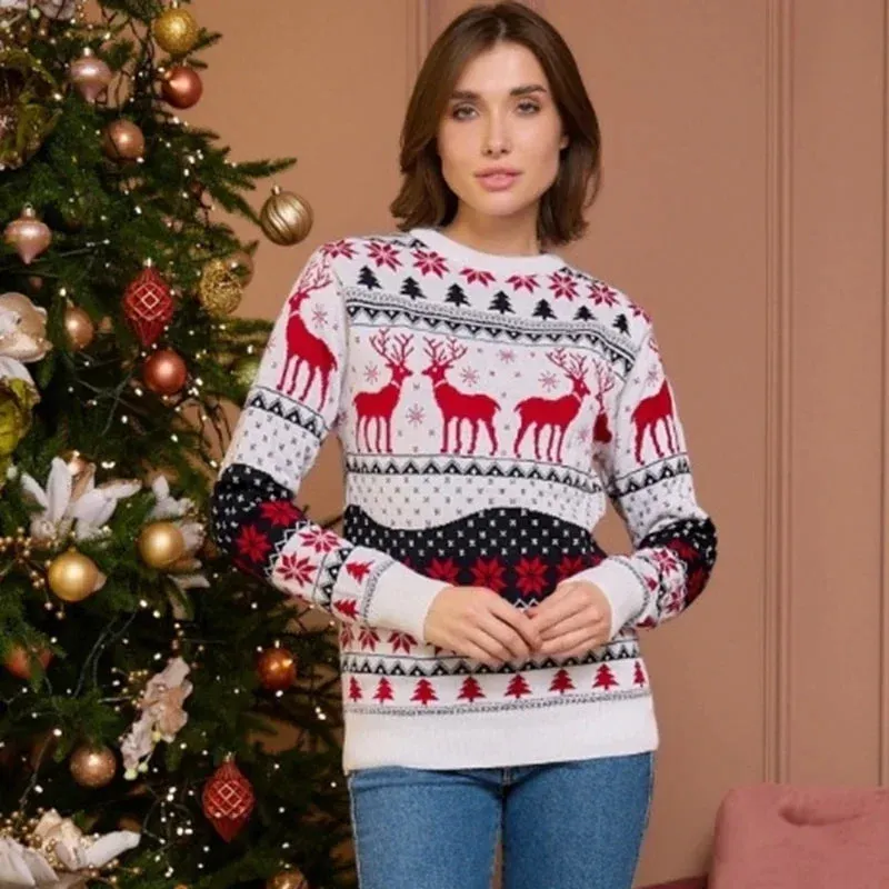 Thicken Knitwear Soft Loose Xmas Jumpers New 2023 Winter Couples Christmas Matching Outfits Women Men Unisex Knit Sweaters Warm