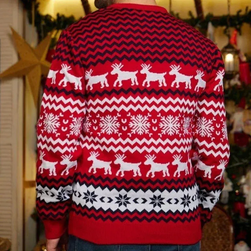Thicken Knitwear Soft Loose Xmas Jumpers New 2023 Winter Couples Christmas Matching Outfits Women Men Unisex Knit Sweaters Warm
