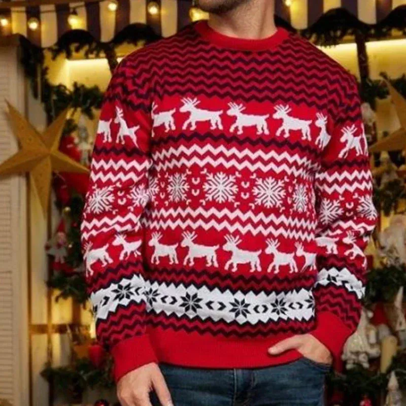 Thicken Knitwear Soft Loose Xmas Jumpers New 2023 Winter Couples Christmas Matching Outfits Women Men Unisex Knit Sweaters Warm