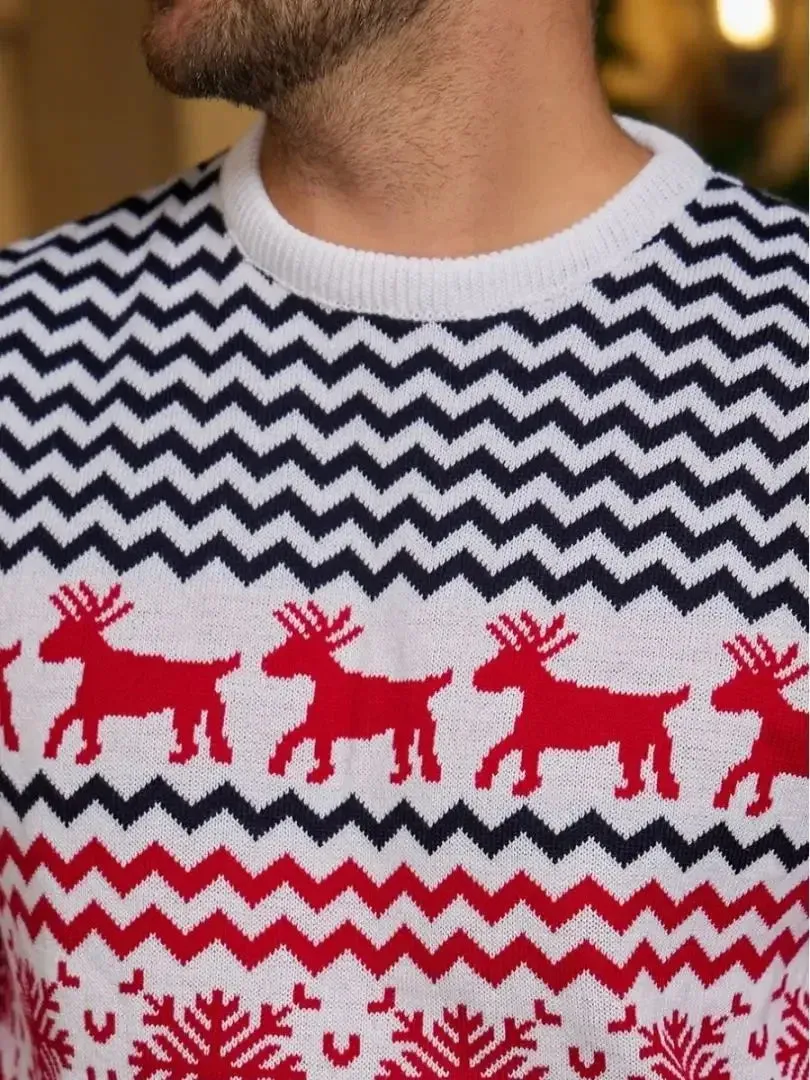 Thicken Knitwear Soft Loose Xmas Jumpers New 2023 Winter Couples Christmas Matching Outfits Women Men Unisex Knit Sweaters Warm