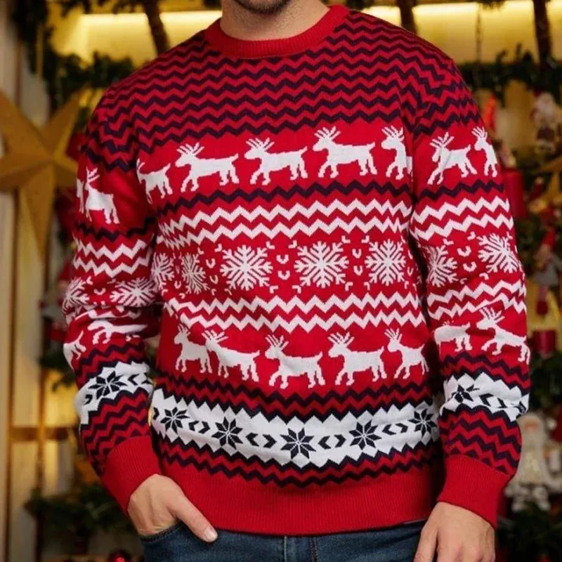 Thicken Knitwear Soft Loose Xmas Jumpers New 2023 Winter Couples Christmas Matching Outfits Women Men Unisex Knit Sweaters Warm