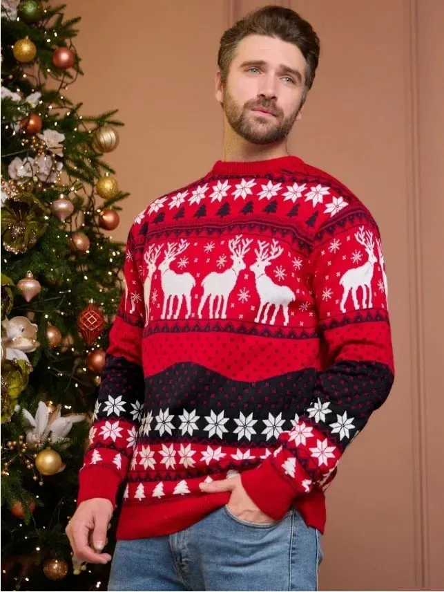Thicken Knitwear Soft Loose Xmas Jumpers New 2023 Winter Couples Christmas Matching Outfits Women Men Unisex Knit Sweaters Warm