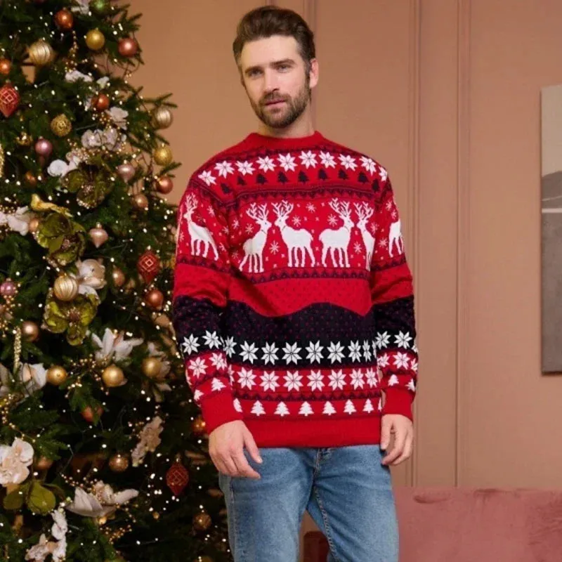 Thicken Knitwear Soft Loose Xmas Jumpers New 2023 Winter Couples Christmas Matching Outfits Women Men Unisex Knit Sweaters Warm