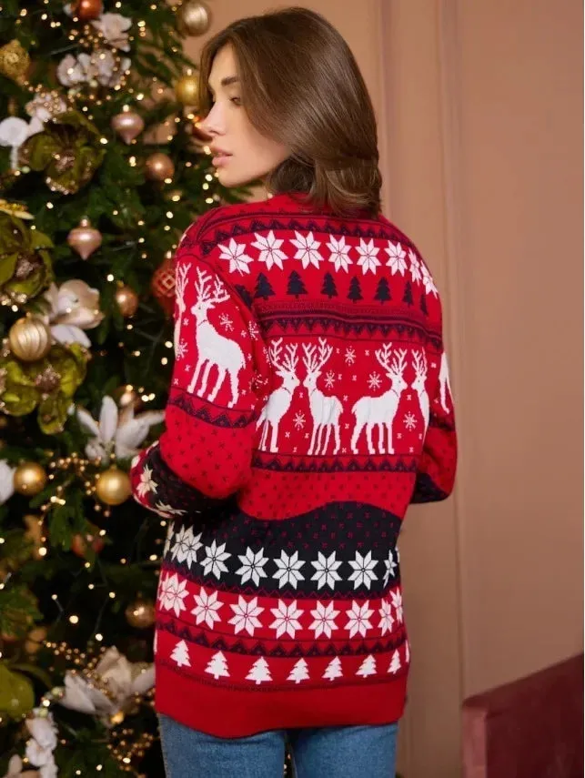 Thicken Knitwear Soft Loose Xmas Jumpers New 2023 Winter Couples Christmas Matching Outfits Women Men Unisex Knit Sweaters Warm