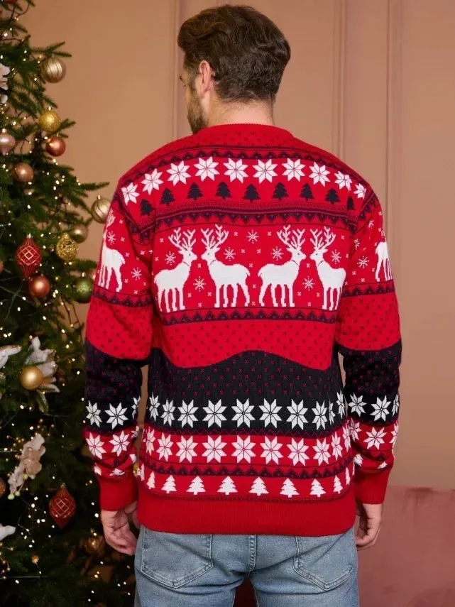 Thicken Knitwear Soft Loose Xmas Jumpers New 2023 Winter Couples Christmas Matching Outfits Women Men Unisex Knit Sweaters Warm