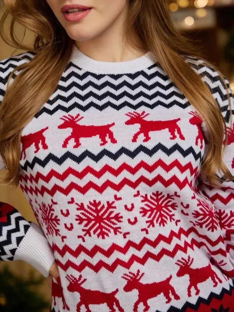 Thicken Knitwear Soft Loose Xmas Jumpers New 2023 Winter Couples Christmas Matching Outfits Women Men Unisex Knit Sweaters Warm