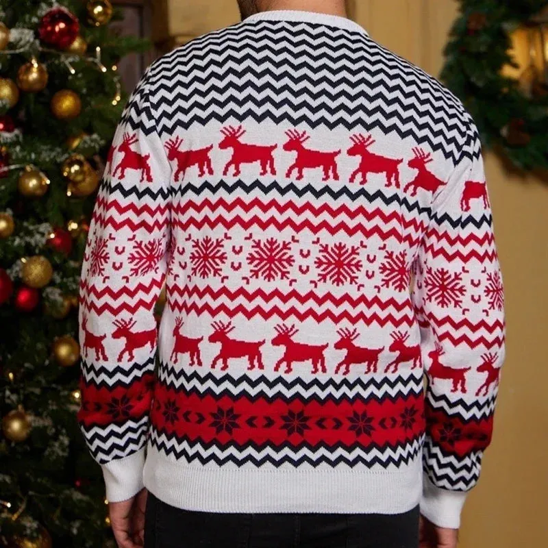 Thicken Knitwear Soft Loose Xmas Jumpers New 2023 Winter Couples Christmas Matching Outfits Women Men Unisex Knit Sweaters Warm