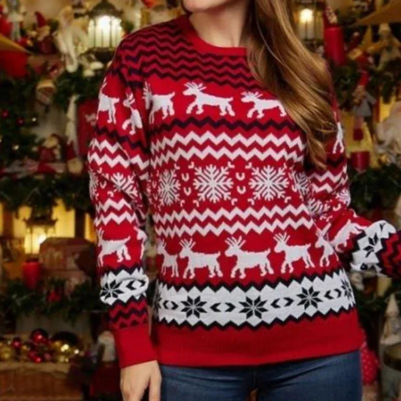 Thicken Knitwear Soft Loose Xmas Jumpers New 2023 Winter Couples Christmas Matching Outfits Women Men Unisex Knit Sweaters Warm