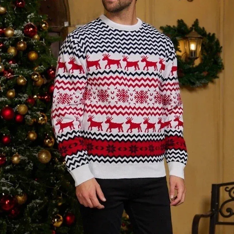 Thicken Knitwear Soft Loose Xmas Jumpers New 2023 Winter Couples Christmas Matching Outfits Women Men Unisex Knit Sweaters Warm