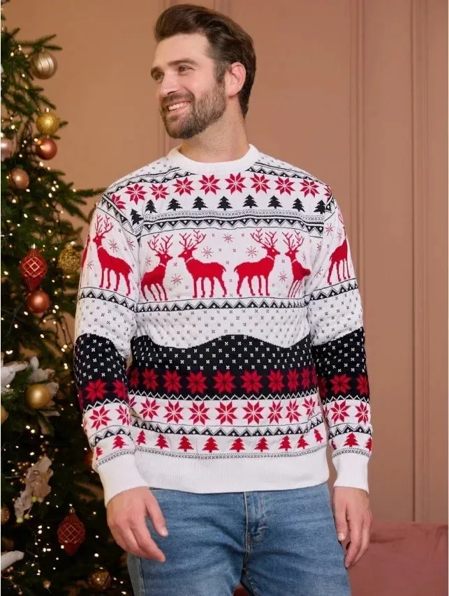 Thicken Knitwear Soft Loose Xmas Jumpers New 2023 Winter Couples Christmas Matching Outfits Women Men Unisex Knit Sweaters Warm