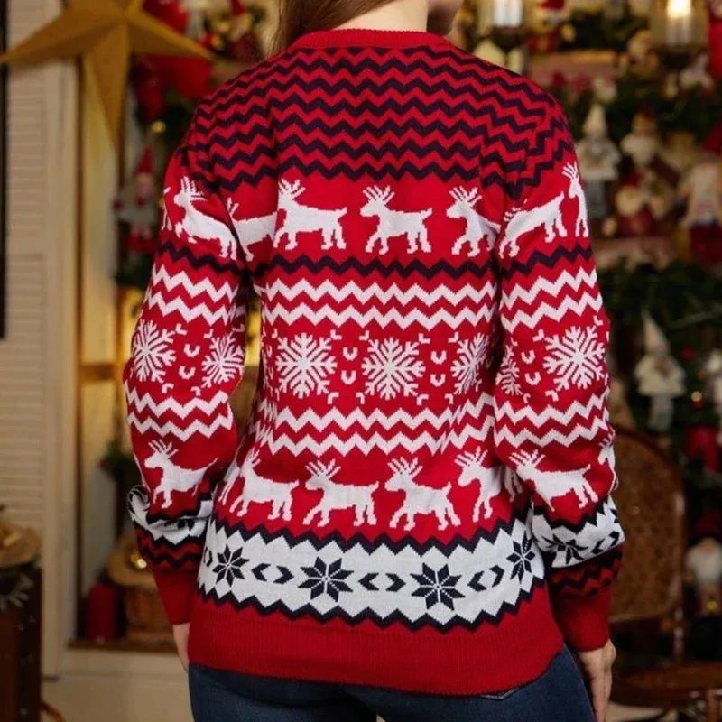 Thicken Knitwear Soft Loose Xmas Jumpers New 2023 Winter Couples Christmas Matching Outfits Women Men Unisex Knit Sweaters Warm