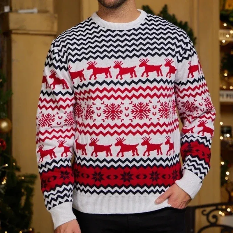 Thicken Knitwear Soft Loose Xmas Jumpers New 2023 Winter Couples Christmas Matching Outfits Women Men Unisex Knit Sweaters Warm