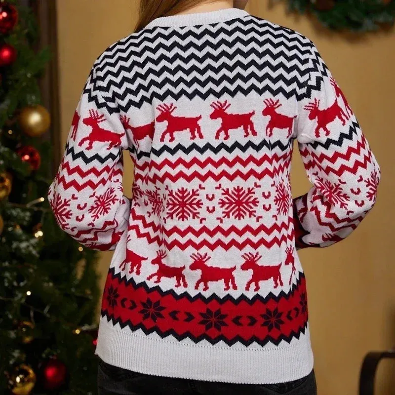 Thicken Knitwear Soft Loose Xmas Jumpers New 2023 Winter Couples Christmas Matching Outfits Women Men Unisex Knit Sweaters Warm