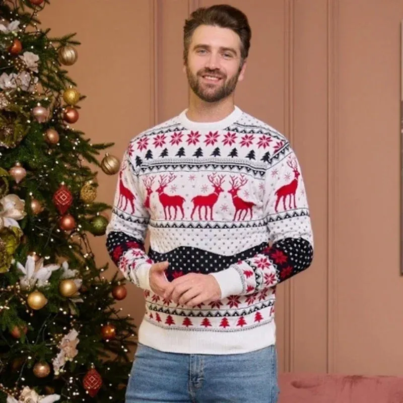 Thicken Knitwear Soft Loose Xmas Jumpers New 2023 Winter Couples Christmas Matching Outfits Women Men Unisex Knit Sweaters Warm