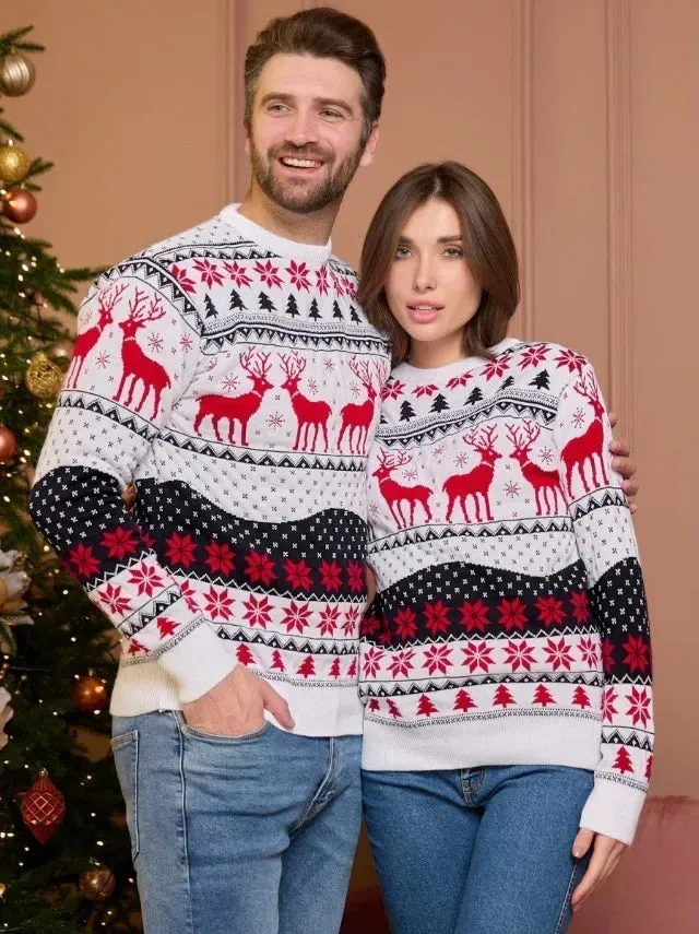 Thicken Knitwear Soft Loose Xmas Jumpers New 2023 Winter Couples Christmas Matching Outfits Women Men Unisex Knit Sweaters Warm