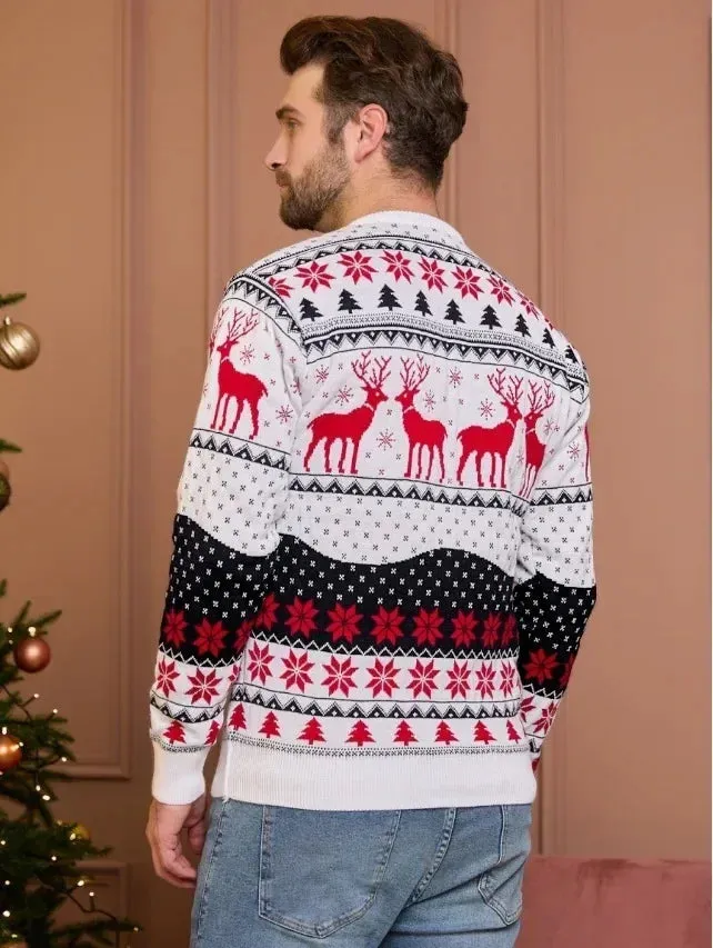 Thicken Knitwear Soft Loose Xmas Jumpers New 2023 Winter Couples Christmas Matching Outfits Women Men Unisex Knit Sweaters Warm