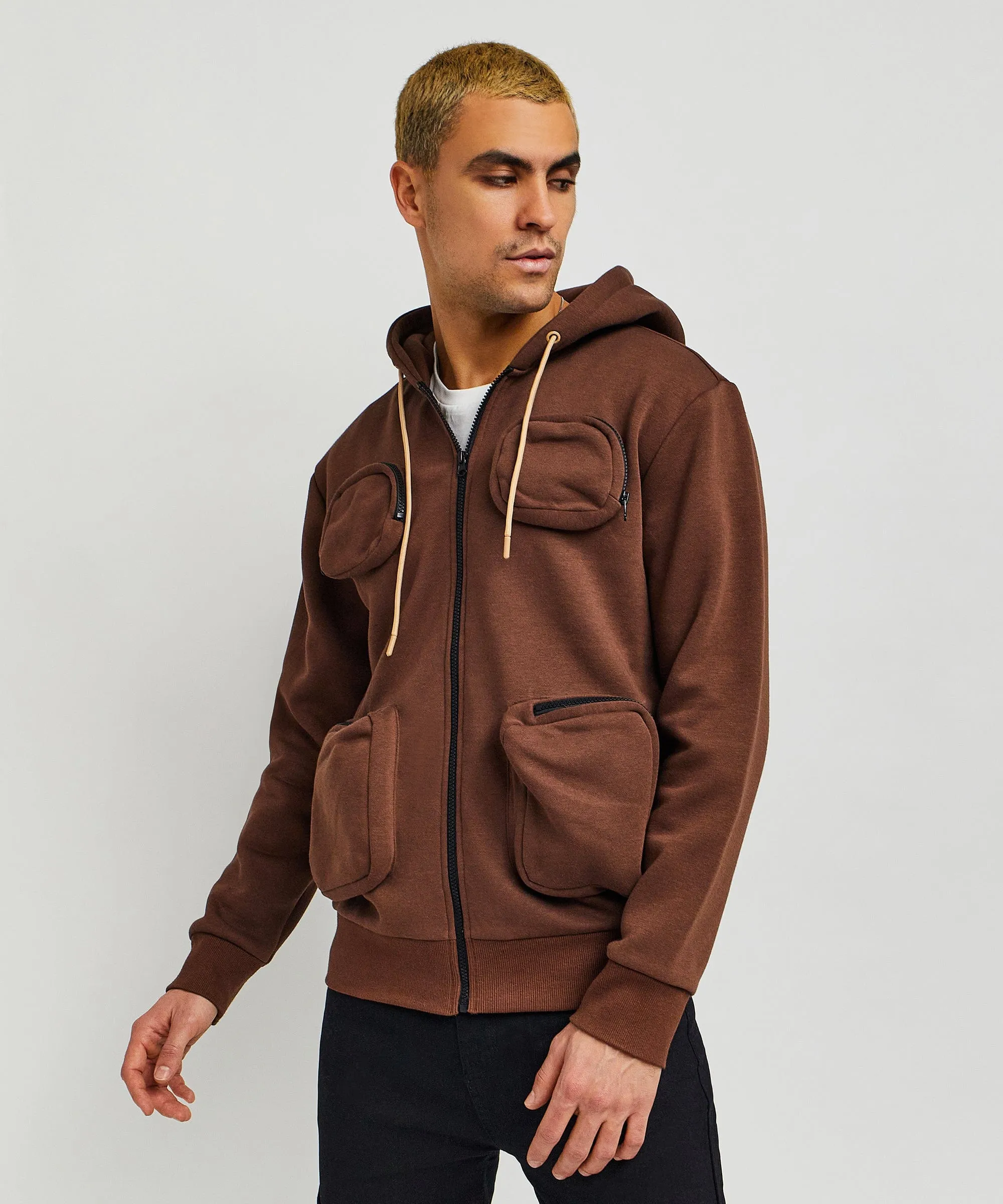 Trenches Fleece Utility Hoodie - Brown