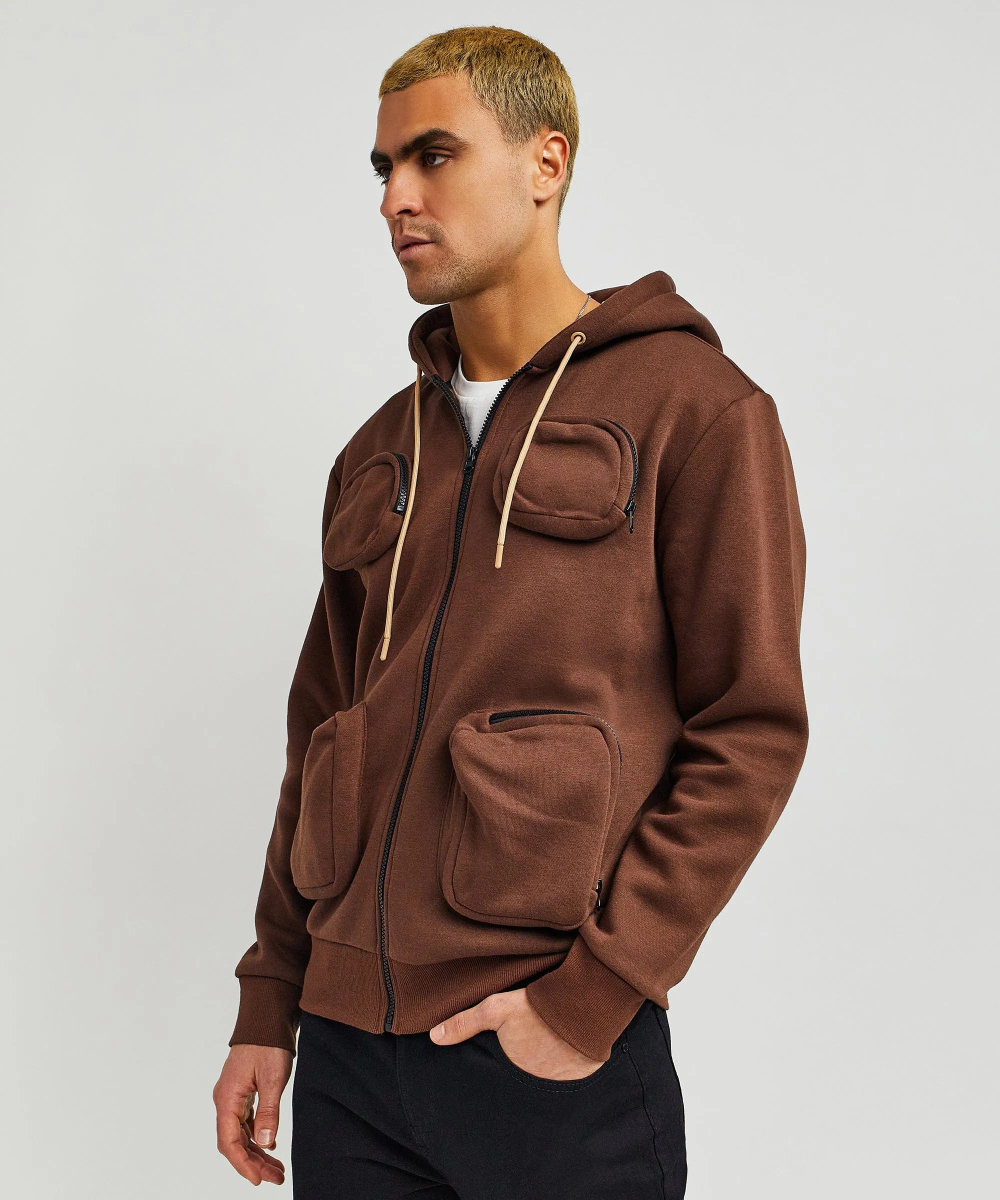 Trenches Fleece Utility Hoodie - Brown
