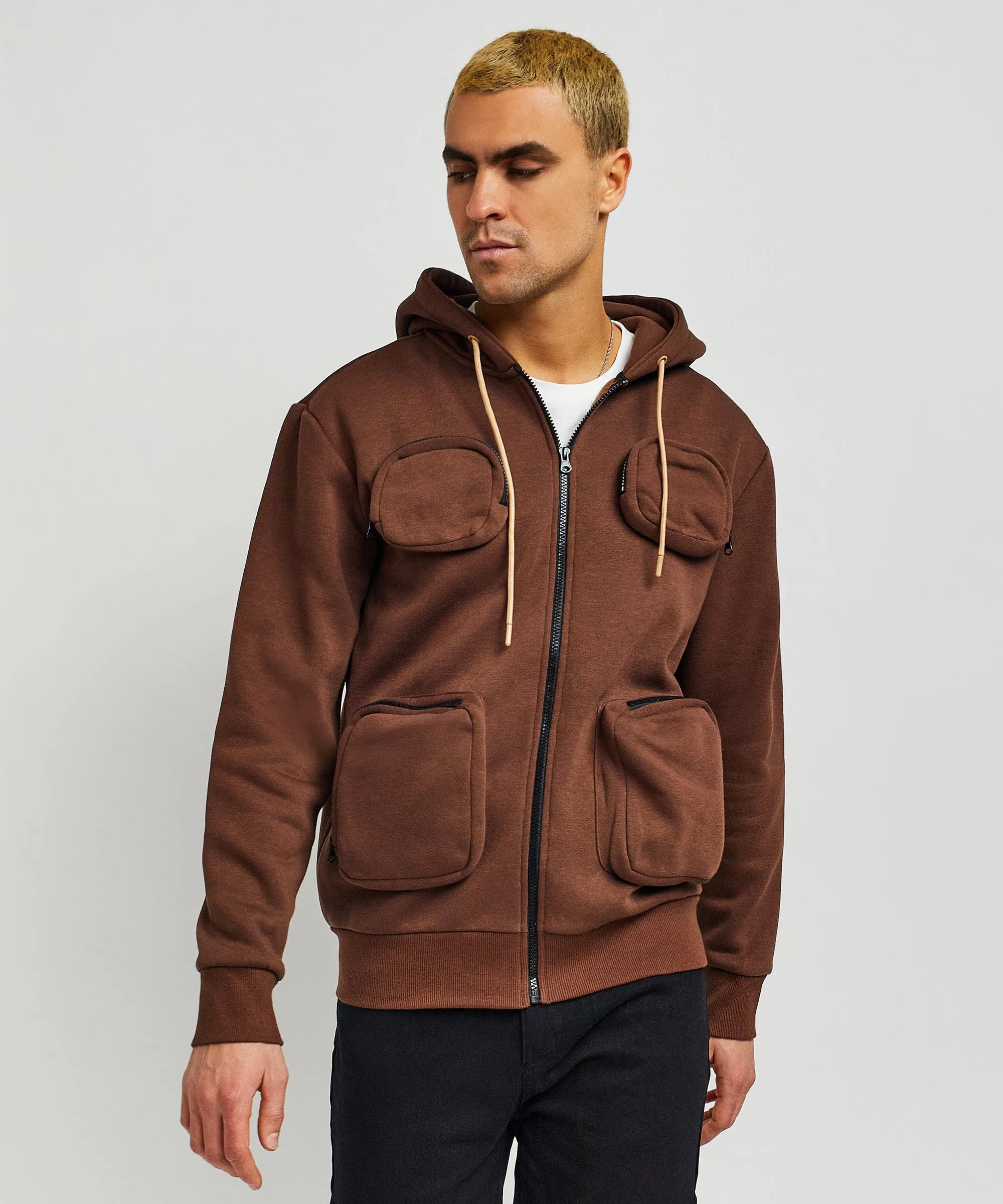 Trenches Fleece Utility Hoodie - Brown